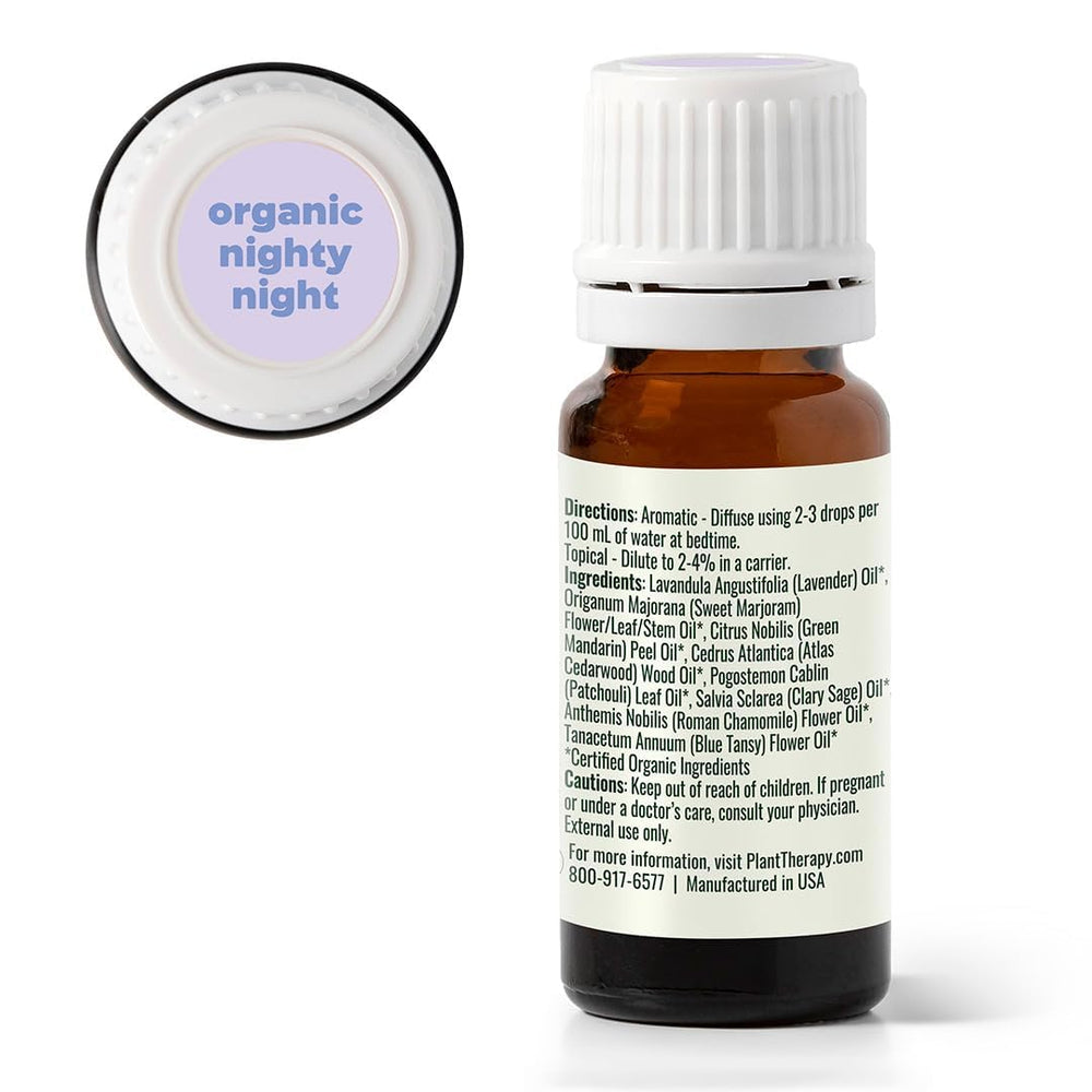 Ingredients and labeling for Nighty Night blend by Plant Therapy