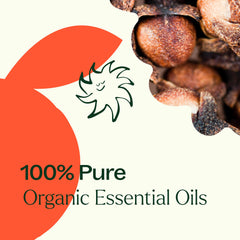 Ingredients and organic certification details on Orange Clove oil label