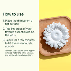Top view of sunflower-shaped diffuser with plaster finish