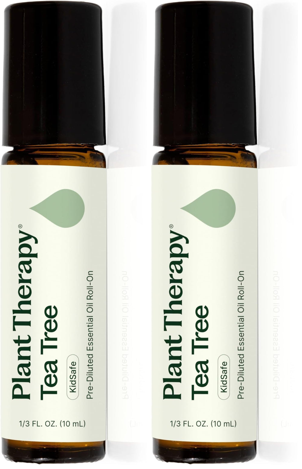 Pack of two 10 mL Plant Therapy Tea Tree Essential Oil roll-on bottles