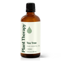 Plant Therapy Tea Tree Essential Oil bottle labeled 100 mL with cap