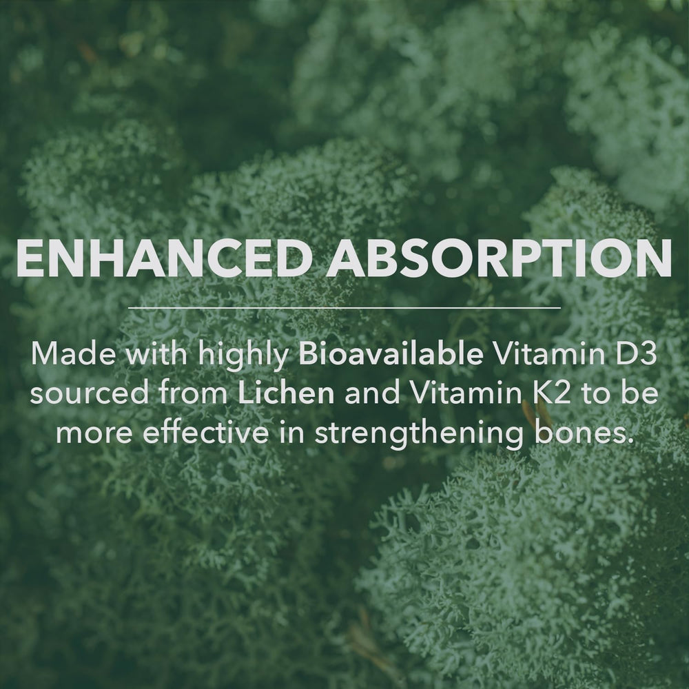 Graphic indicating immune support and mood regulation from Vitamin D3 + K2