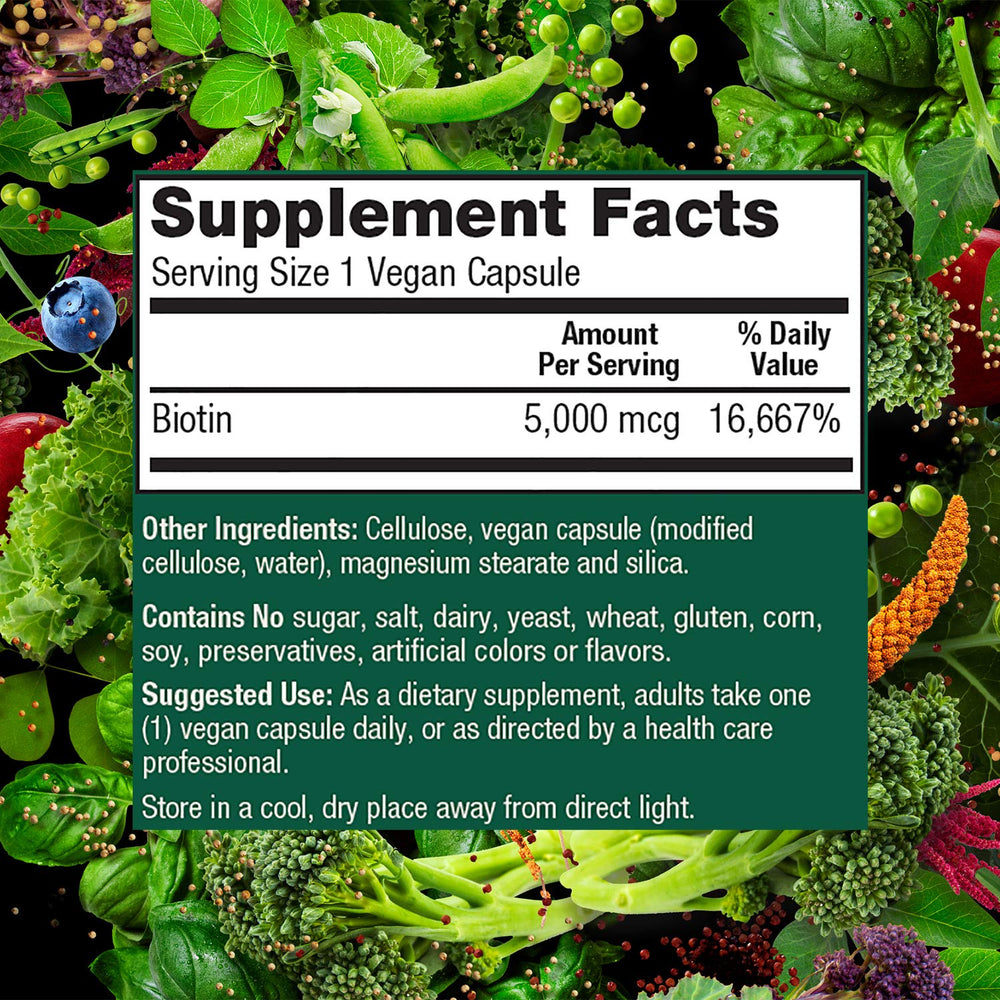 Vegan biotin capsules close-up