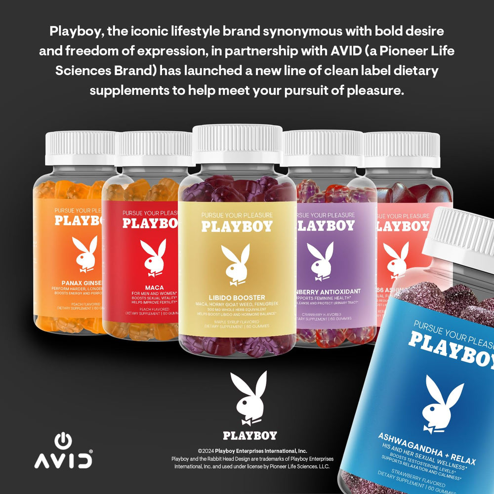 Pack shot of Playboy Ashwagandha + Relax Gummies 60-count