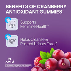 Close-up of cranberry antioxidant gummies