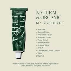 Ingredients include aloe vera, peppermint, and bamboo extract