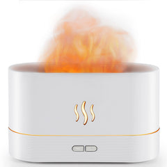 PLUWEL Flame Diffuser front view with calming glow and mist.