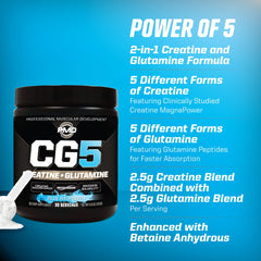PMD CG5 blue raspberry powder dispensed into shaker cup for mixing.