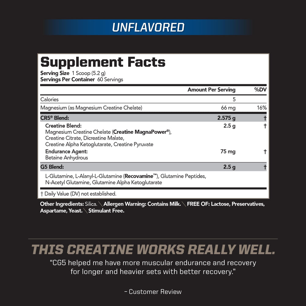 Creatine MagnaPower form highlighted on CG5 label