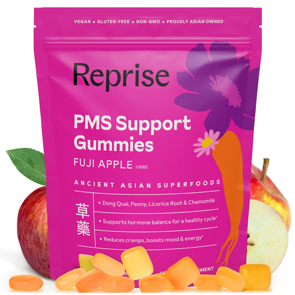 PMS Support Gummies bottle with product label