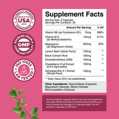 Label highlights DIM, Chasteberry, Black Cohosh and Ashwagandha