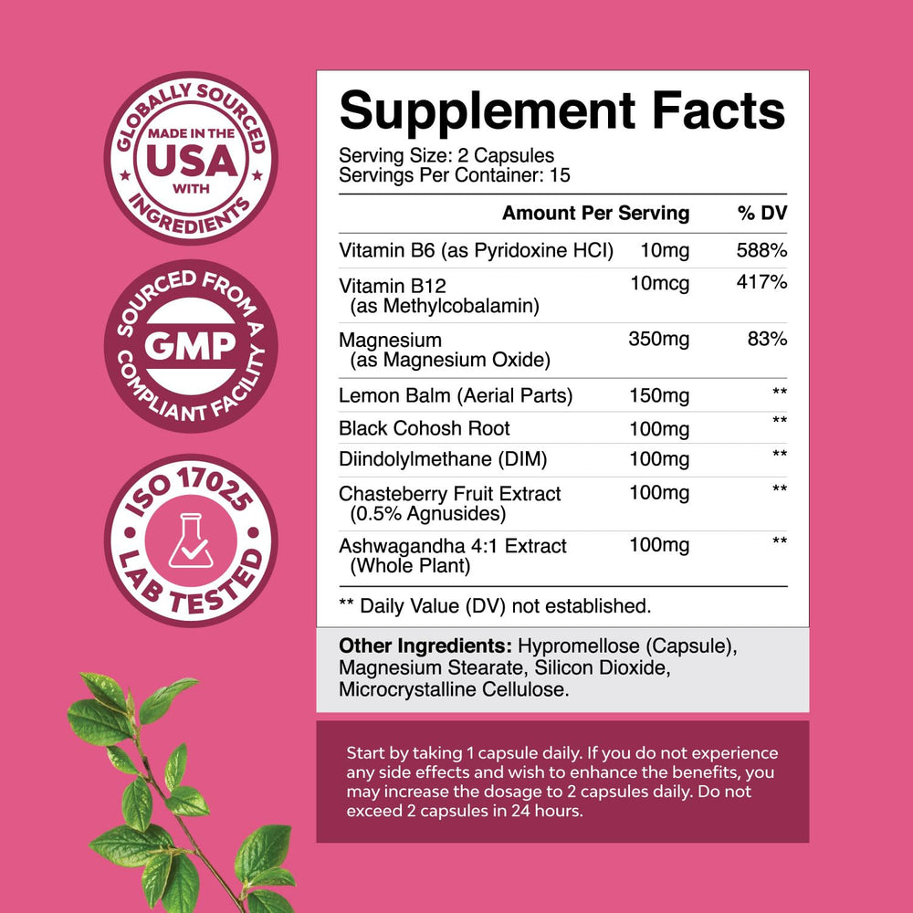 Close-up of hormone balance capsules for PMS