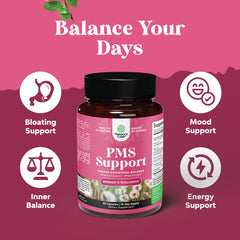 Box of PMS support supplement on surface