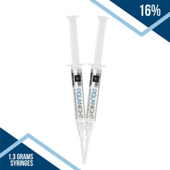 Close-up view of Polanight 16% whitening syringes