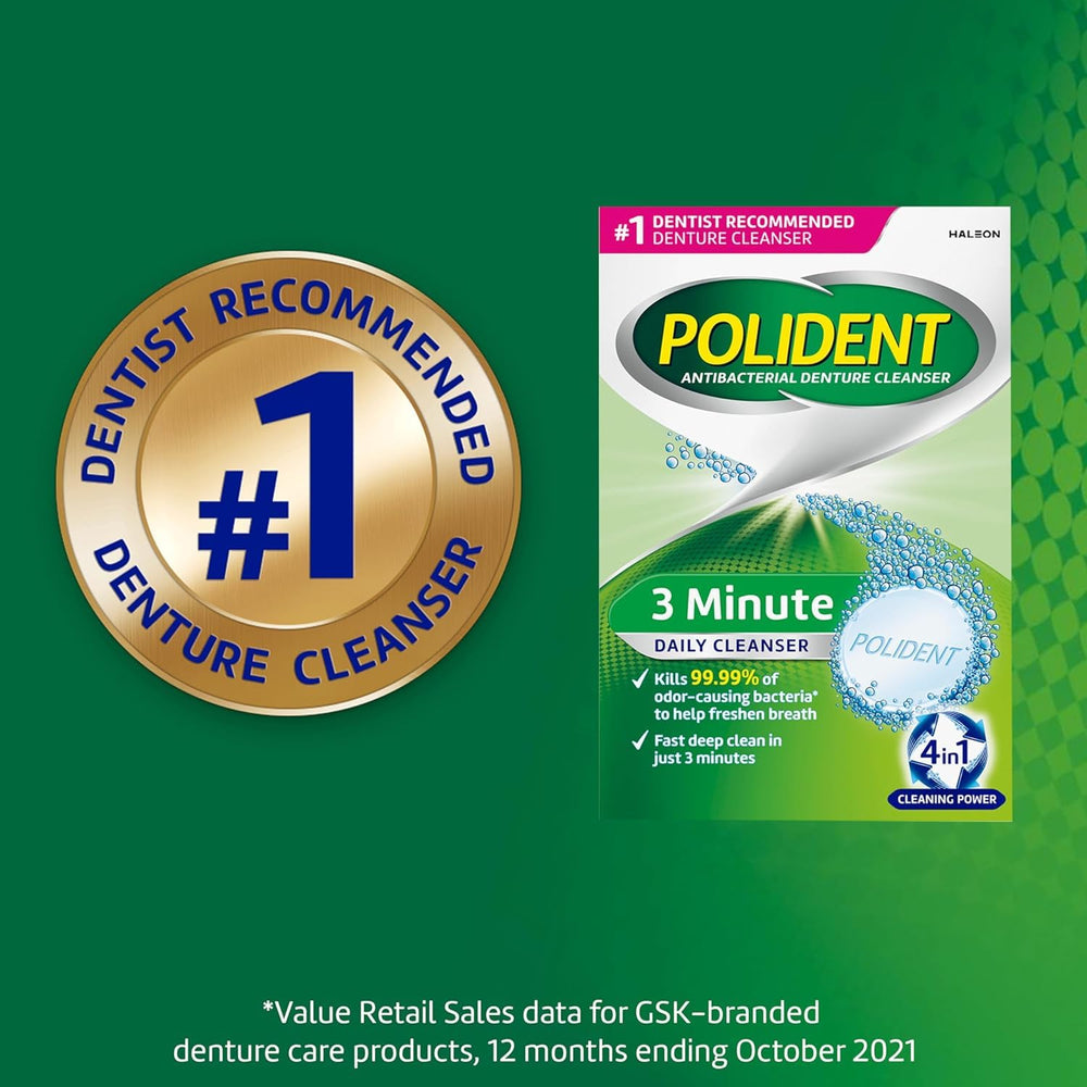 Clean dentures after using Polident Smokers Denture Cleanser
