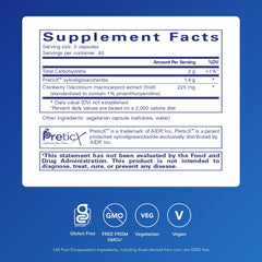 XOS prebiotic and cranberry extract ingredients panel for Poly-Prebiotic