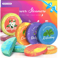 POPCHOSE shower steamers pack front in a gift-ready box for self-care.