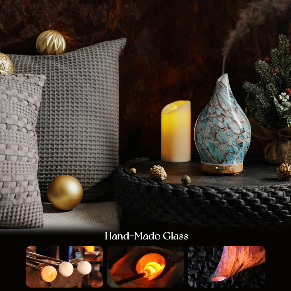 Color-changing LED lights in Porseme diffuser at night