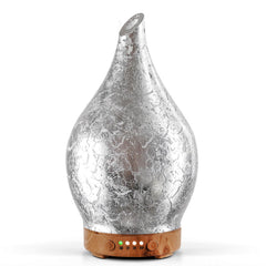 Porseme 150ml glass essential oil diffuser with silver-plated cap and wood base