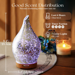 Handmade Porseme glass diffuser in operation showing mist