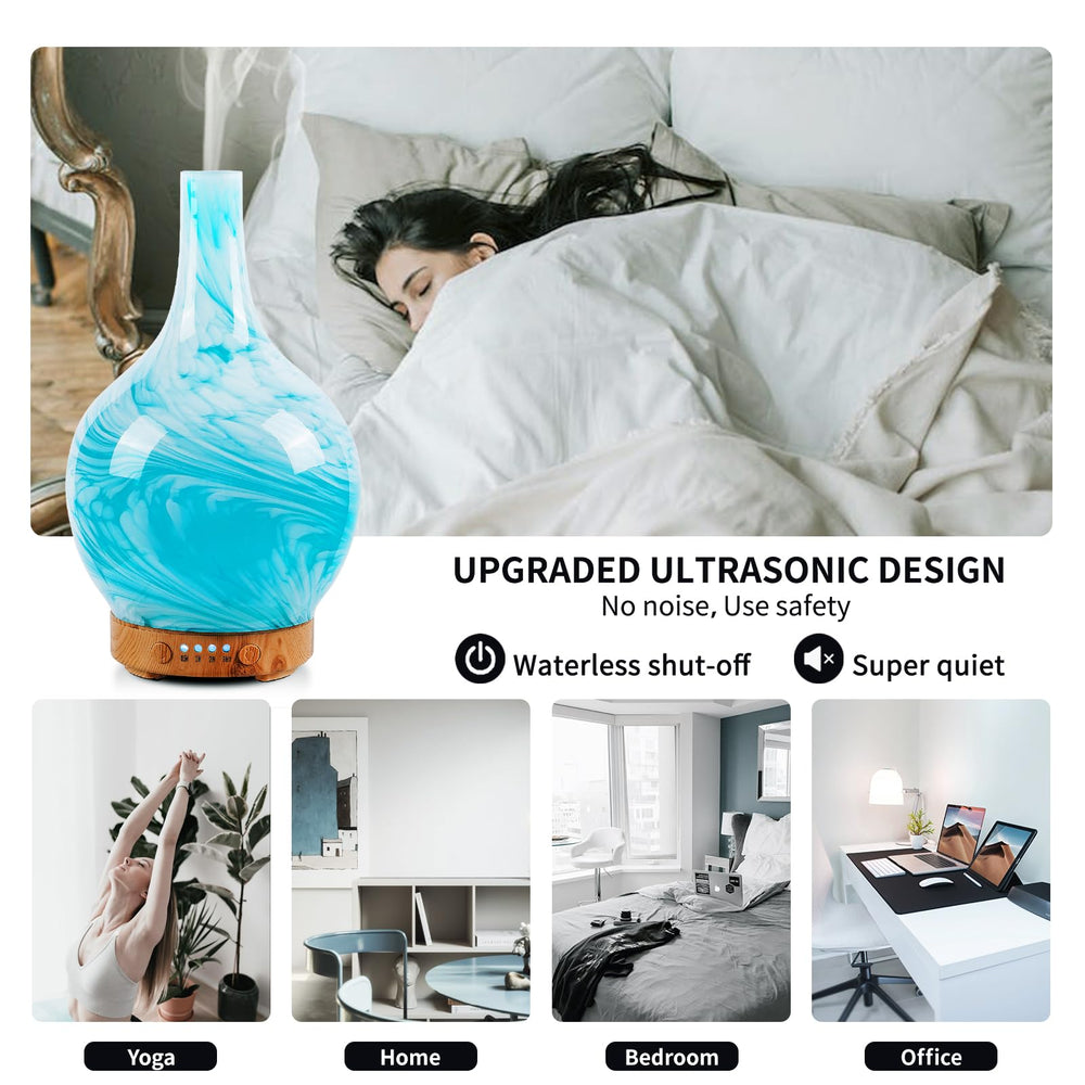 Gift-ready Porseme 150ml glass diffuser in blue wave design