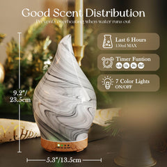 Wood base and glass globe of Porseme 150ml diffuser