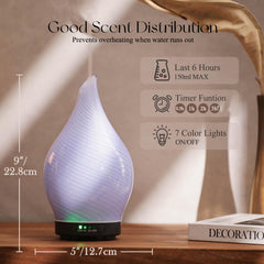 Hand-blown glass diffuser with wood grain base for Porseme 150ml