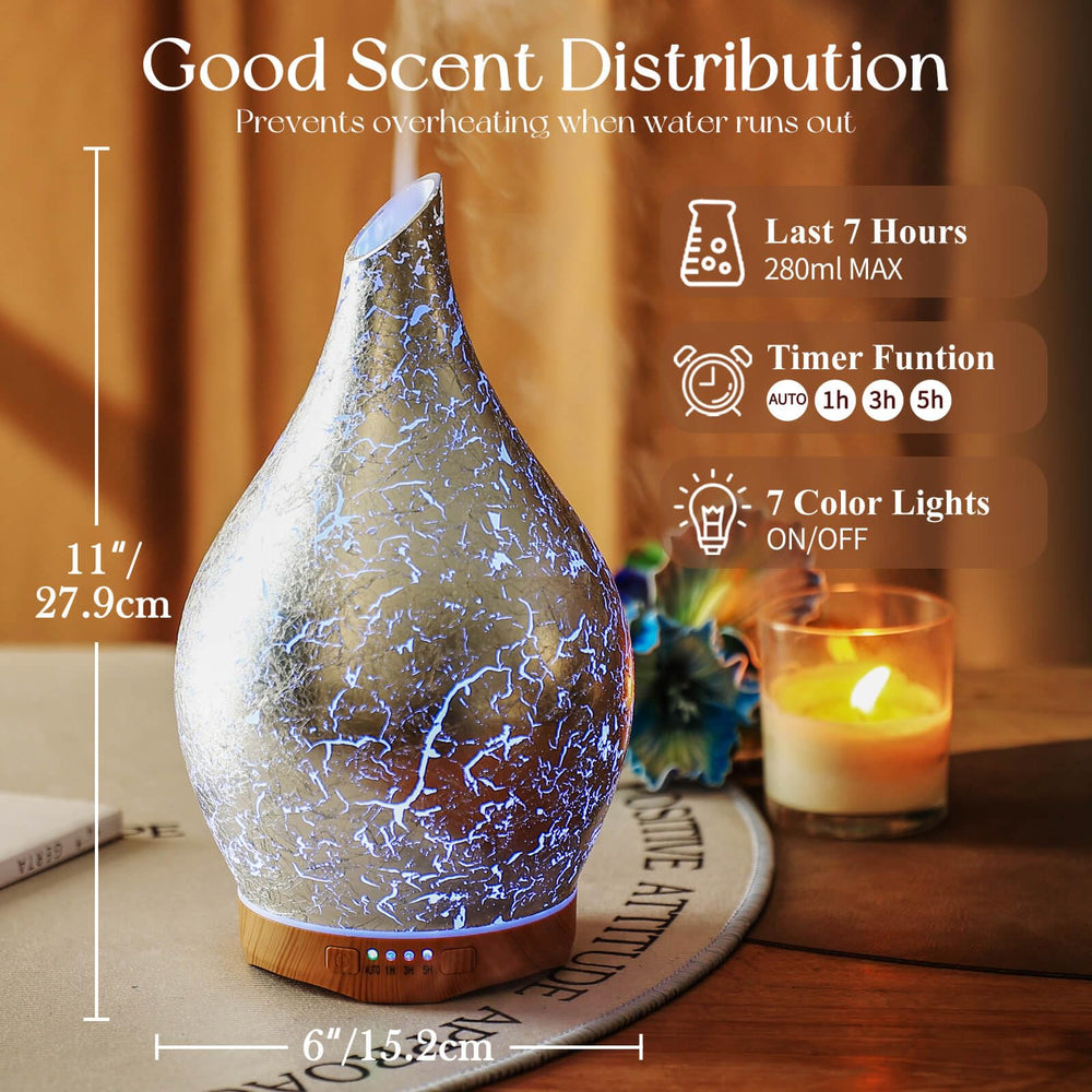 Diffuser with 280ml glass globe and decorative base in a room