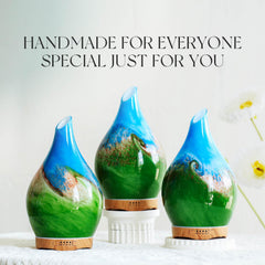 Product shot of Porseme 280ml diffuser showing blue-green ambient lighting