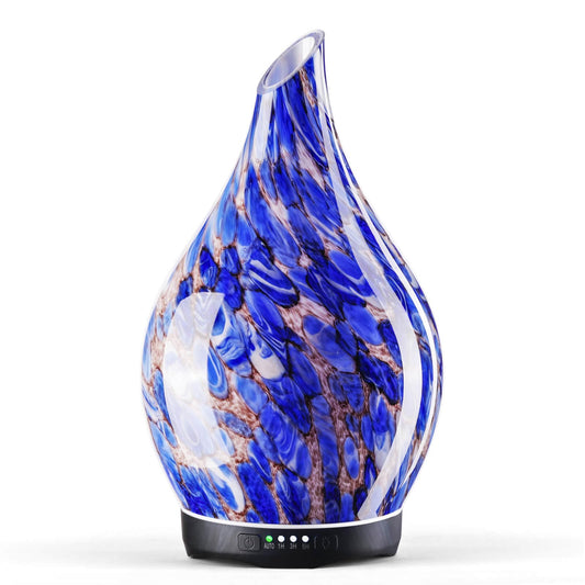 Porseme 280ml glass diffuser with Deep Blue finish and star-shaped glass cover