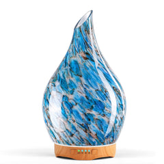Handmade Porseme 280ml glass essential oil diffuser with starry glass cover and wood grain base