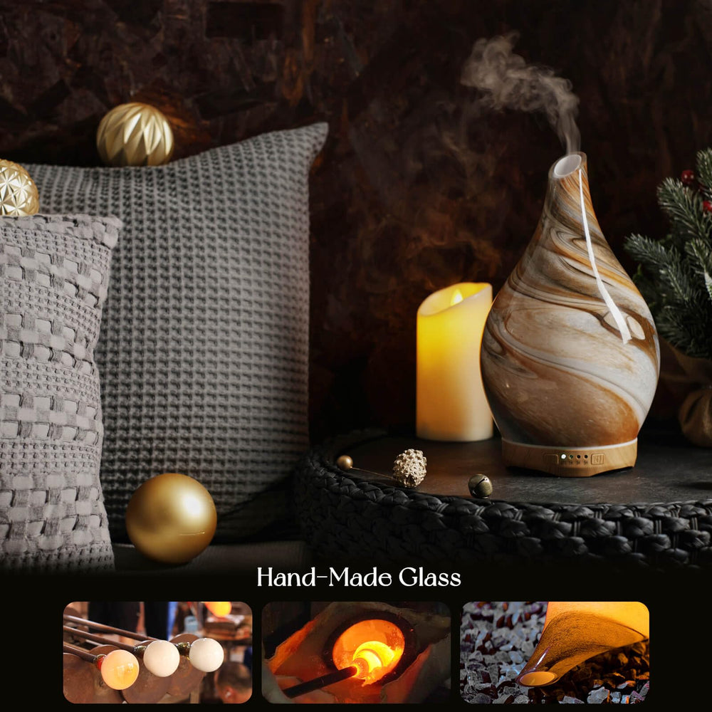 LED light displaying 7 color options on the Porseme diffuser