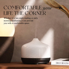 Elegant Pure White Porseme diffuser in a calming bedroom setting