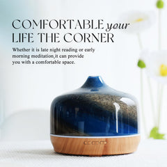 Ultrasonic mist emitting from the Porseme diffuser in a living room