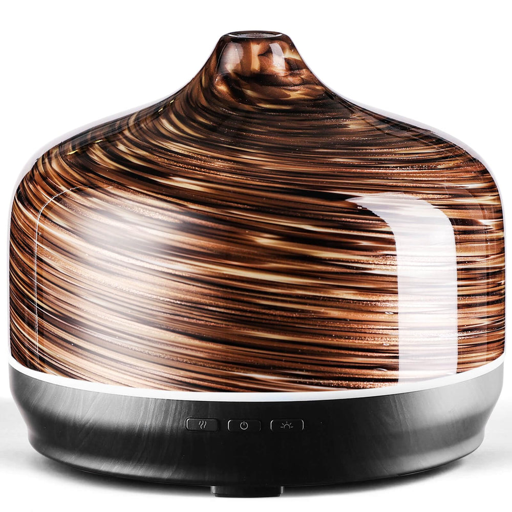 Porseme 500ml glass essential oil diffuser with dark golden finish – front view