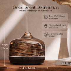 Hand blown glass diffuser with star shaped cover and wood grain base