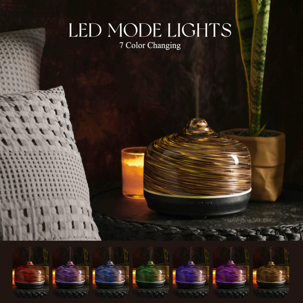 Diffuser displaying ambient LED colors in seven hues