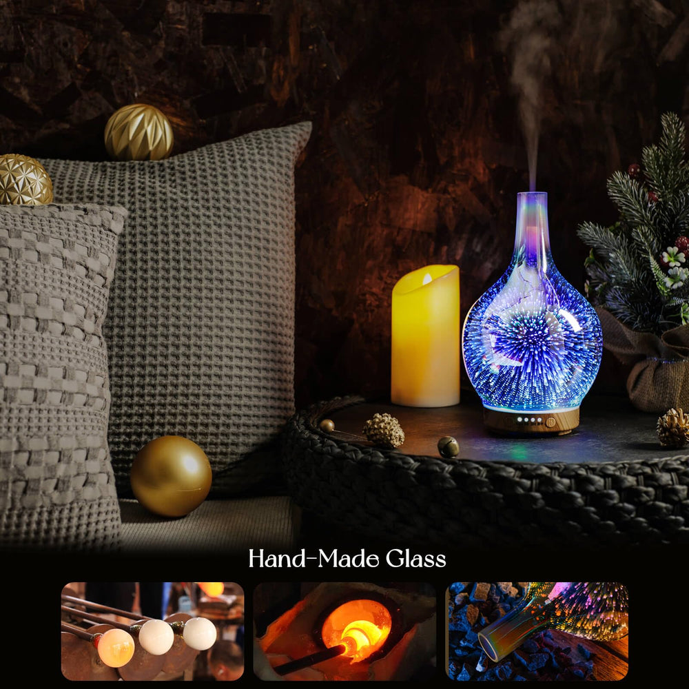 LED light showing seven color options on the diffuser