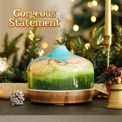 Wood grain base and glass globe of Porseme diffuser