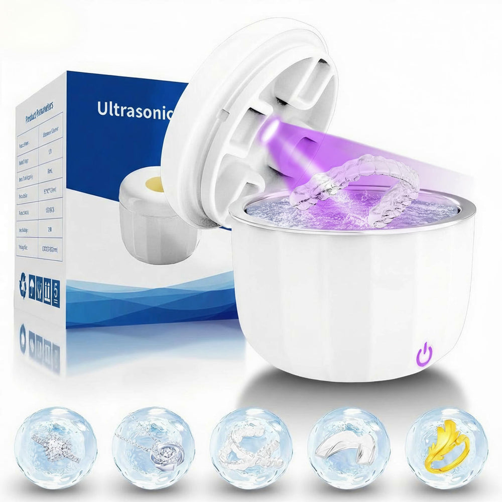 Front view of Portable Ultrasonic Retainer Cleaner on a white background
