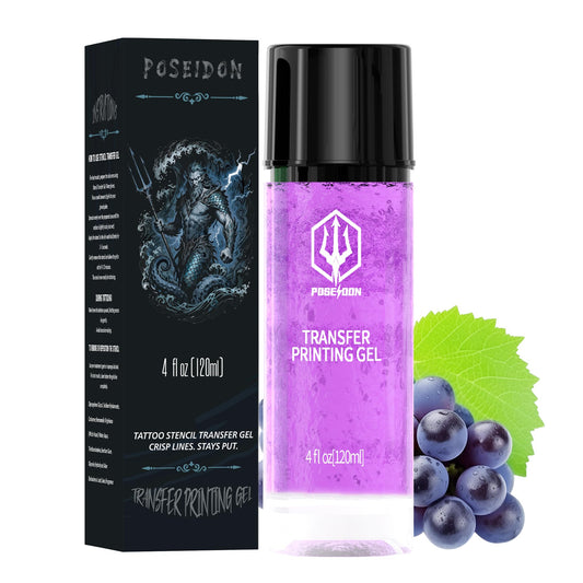 POSEIDON Tattoo Stencil Transfer Gel bottle close-up for precise transfers