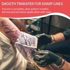 POSEIDON stencil transfer paper setup with gel applied for crisp outline