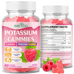 Potassium Chloride Gummies Raspberry Flavor bottle - front view