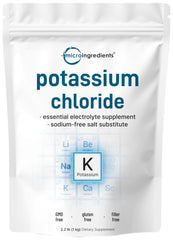 Front view of potassium chloride powder 1 kg