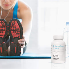 Three-pack view of potassium citrate 99 mg bottles