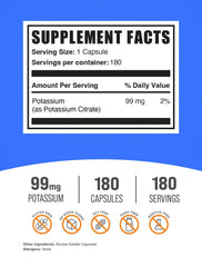Potassium Citrate Capsules packaging label close-up