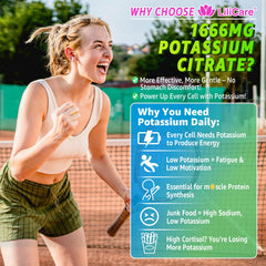 Nutrition label showing 1666mg potassium citrate per serving