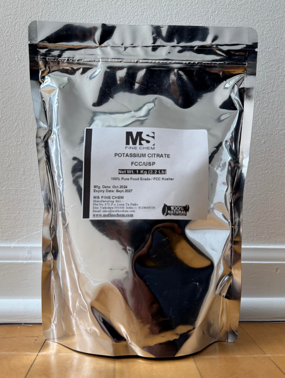 Potassium Citrate powder in 1 kg packaging