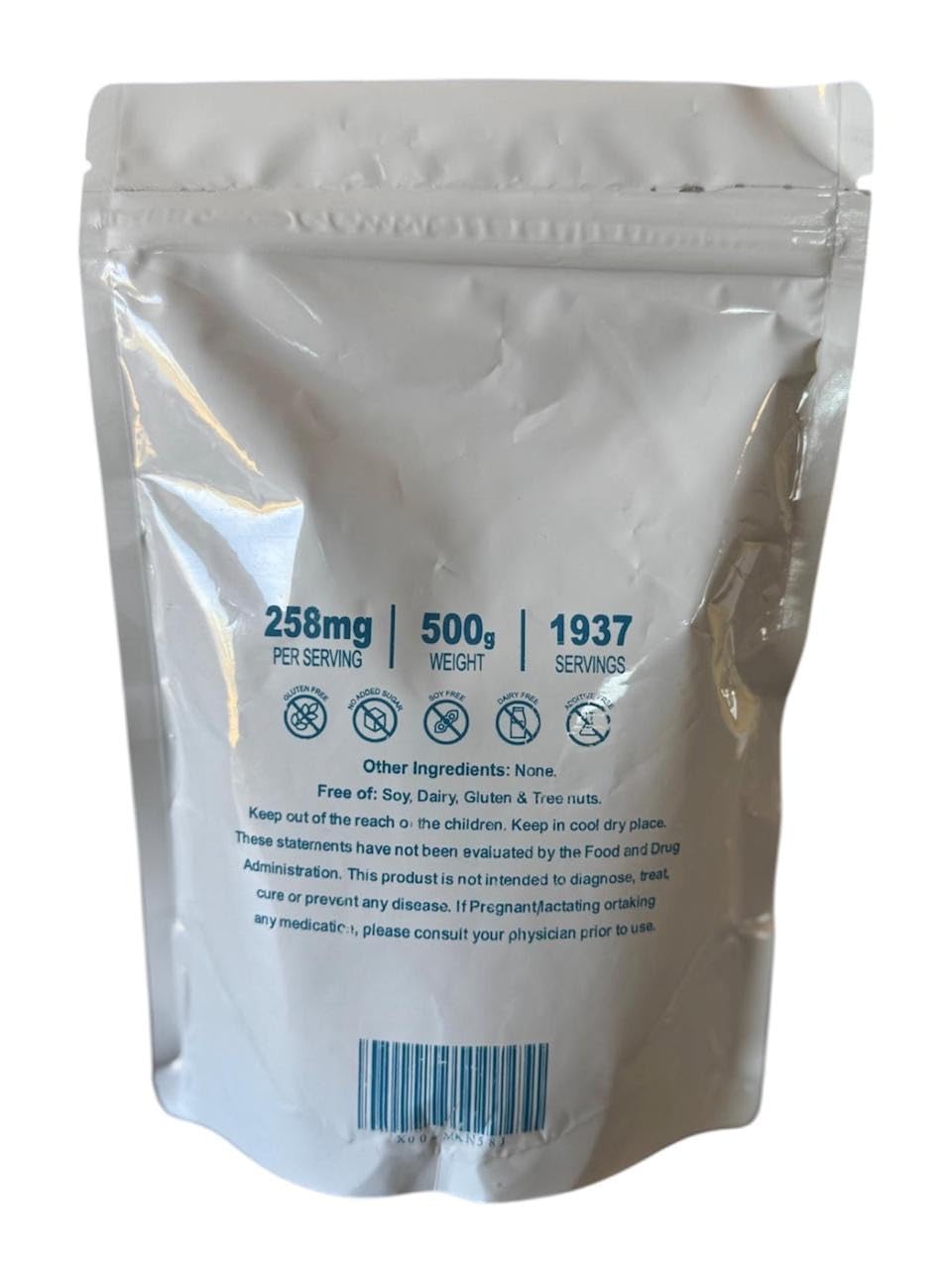 Potassium citrate powder in a jar with scoop