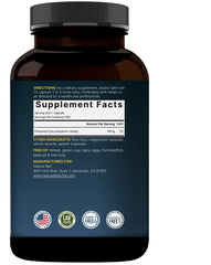 Nutrition facts panel close-up on bottle
